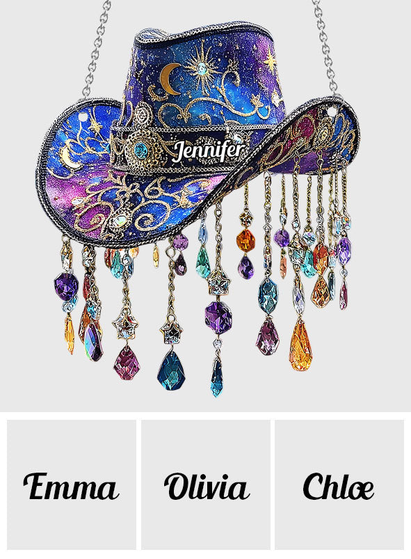 Beautiful Cowboy Hat - Personalized Cowgirl Window Hanging Suncatcher Ornament