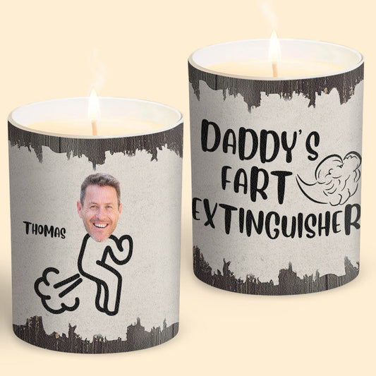 Fart Extinguisher - Gift for dad, grandma, grandpa, mom, uncle, aunt, son, daughter, brother, sister, granddaughter, grandson, husband, wife, boyfriend, girlfriend, friend - Personalized Candle With Wooden Lid