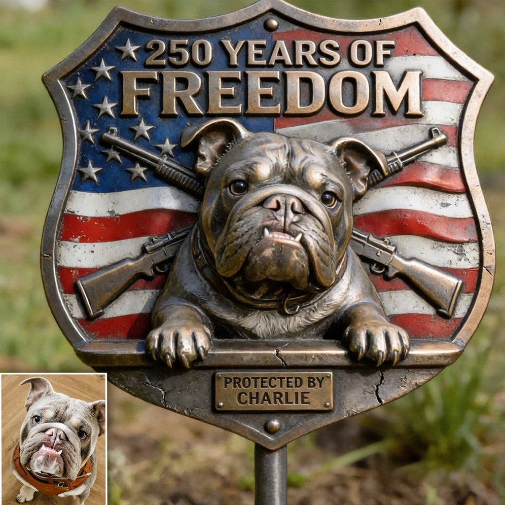 250 Years Of Freedom, Pet 250th US Anniversary - Personalized Dog Acrylic Garden Sign/ Acrylic Plaque Sign