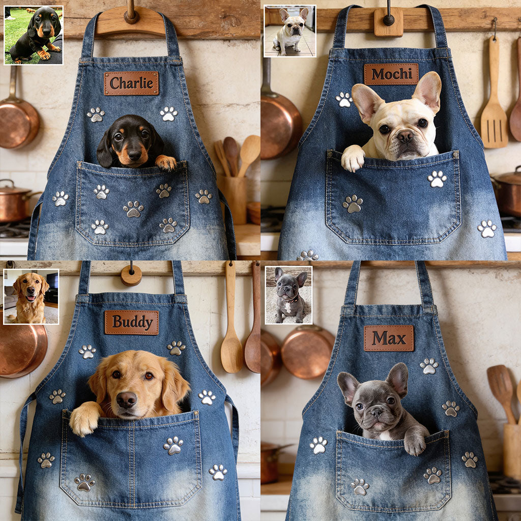Any Photo Personalized Denim Dog Apron - Personalized Dog Apron With Pockets