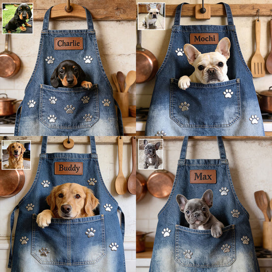 Any Photo Personalized Denim Dog Apron - Personalized Dog Apron With Pockets