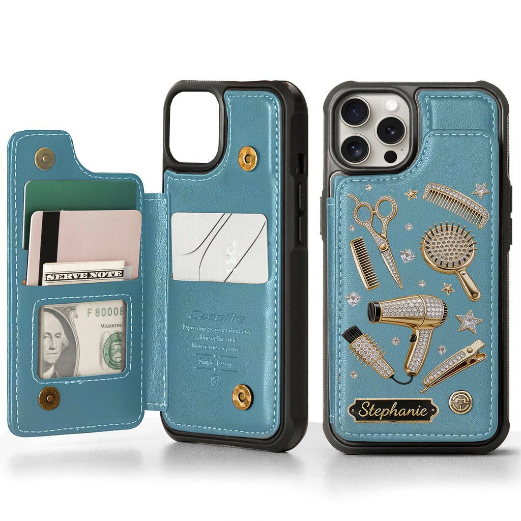 Hairdresser Scissors Salon Decor - Personalized Hairdresser Wallet Phone Case