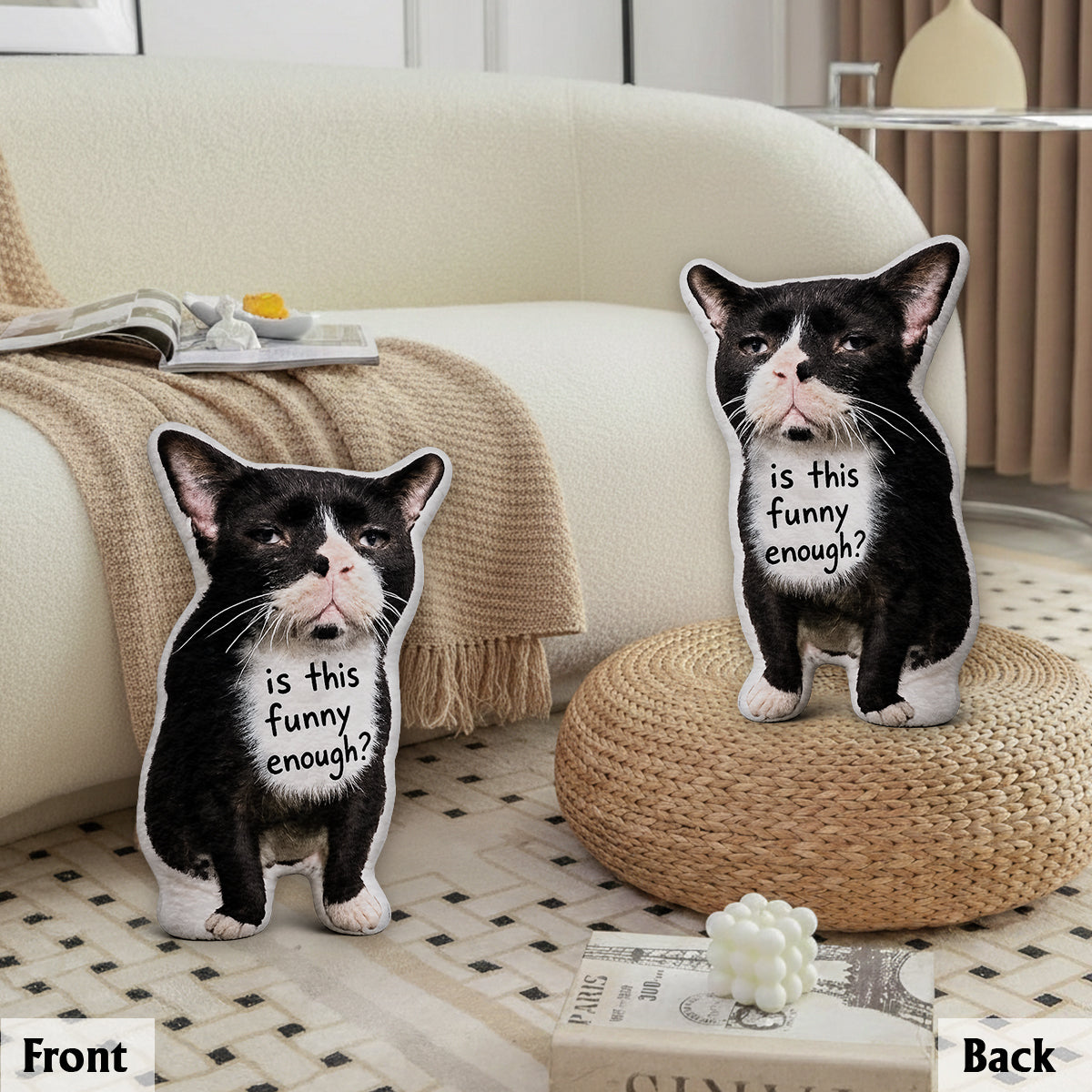 Funny Ugly Awkward Cat Dog Custom Photo - Personalized Dog Premium Faux Fur Pillow