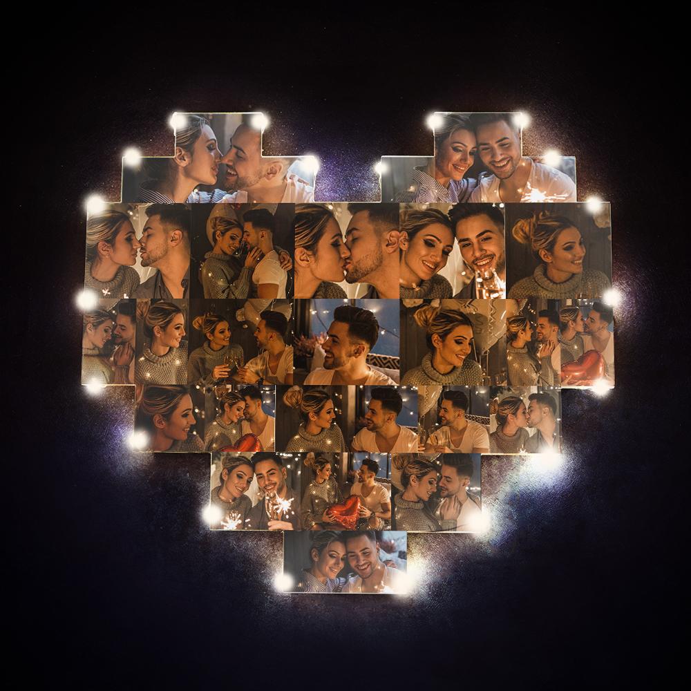 Custom Heart Photo Lamp - Personalized Couple Lamp