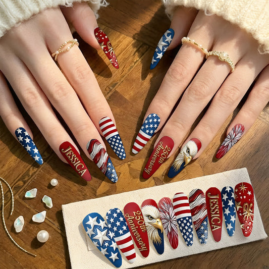 250th Anniversary Of United States - Personalized Patriot Press On Nails