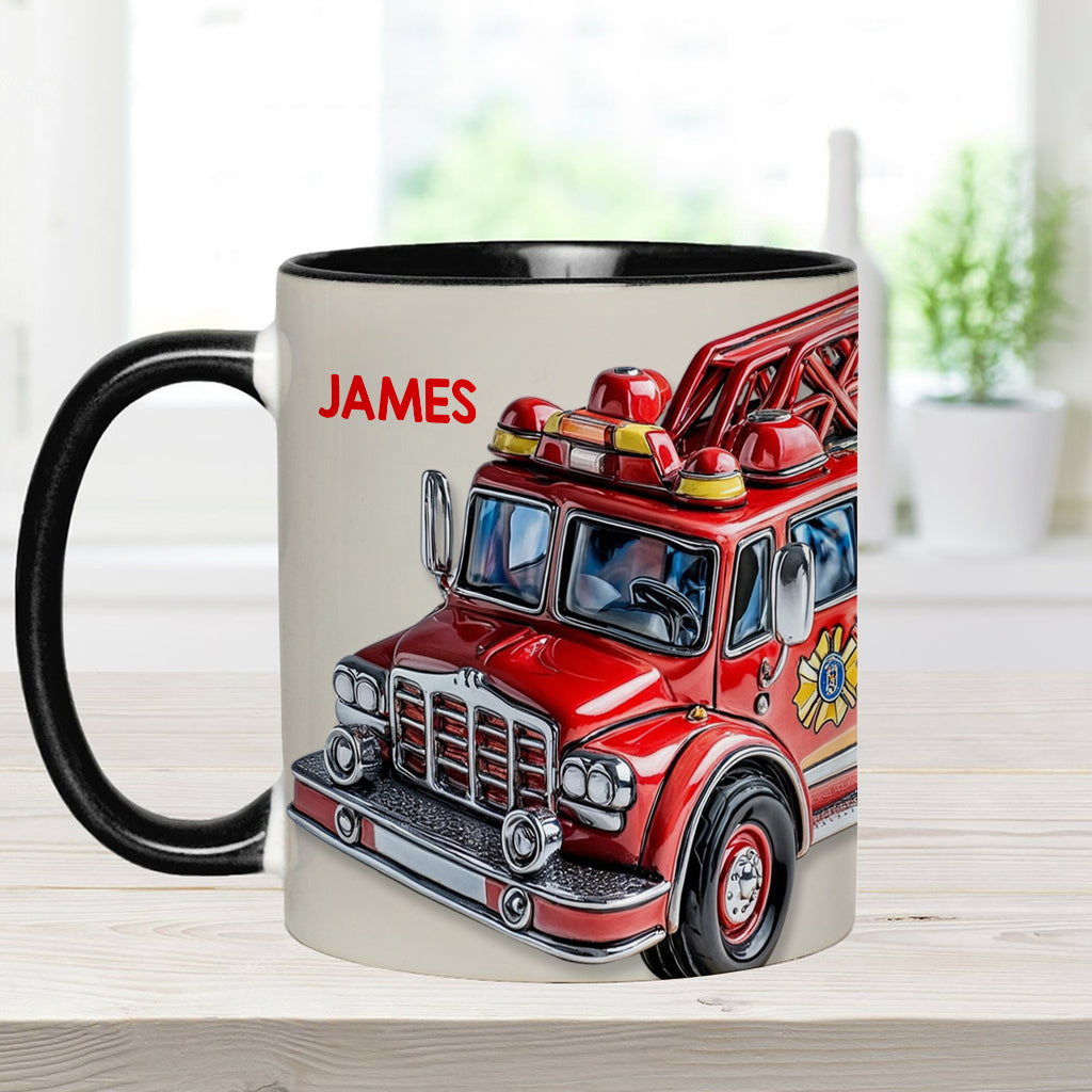 Easily Distracted by Firetruck - Personalized Firefighter Accent Mug