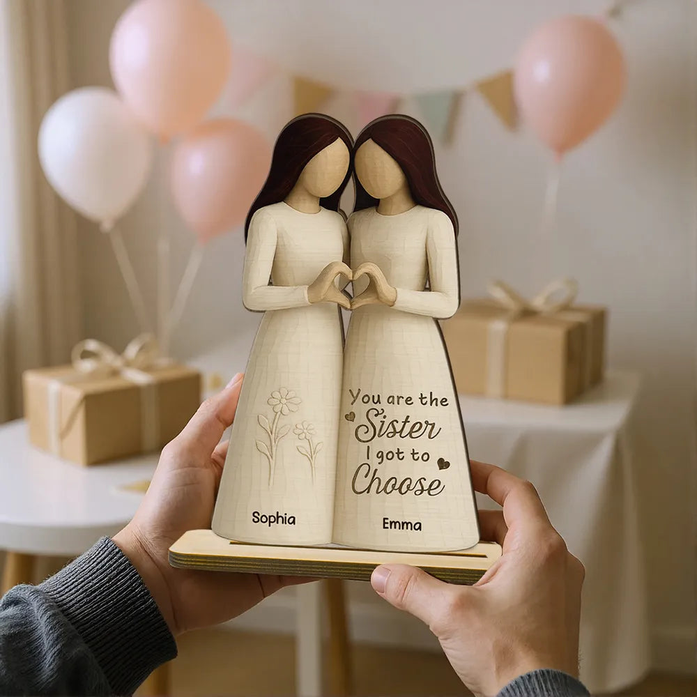 Besties Heart Hands Personalized Standing Wooden Plaque, Birthday Gift Friendship Gift for Besties, Best Friends