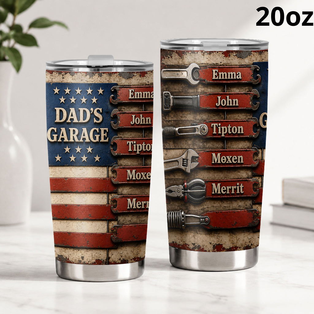 Dad's Garage Flag Wall Art - Personalized Father Tumbler