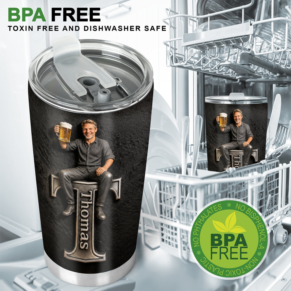 Any Photo, Holding Any Item - Beer, Tools, Fishing Rod... - Personalized Father Tumbler