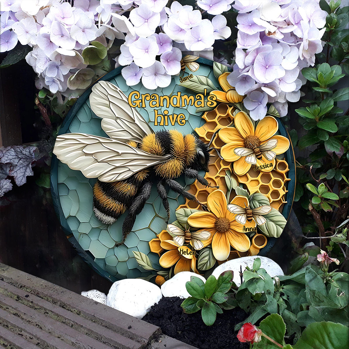 Grandma's Hive Any Title - Personalized Grandma Round Shaped Stone