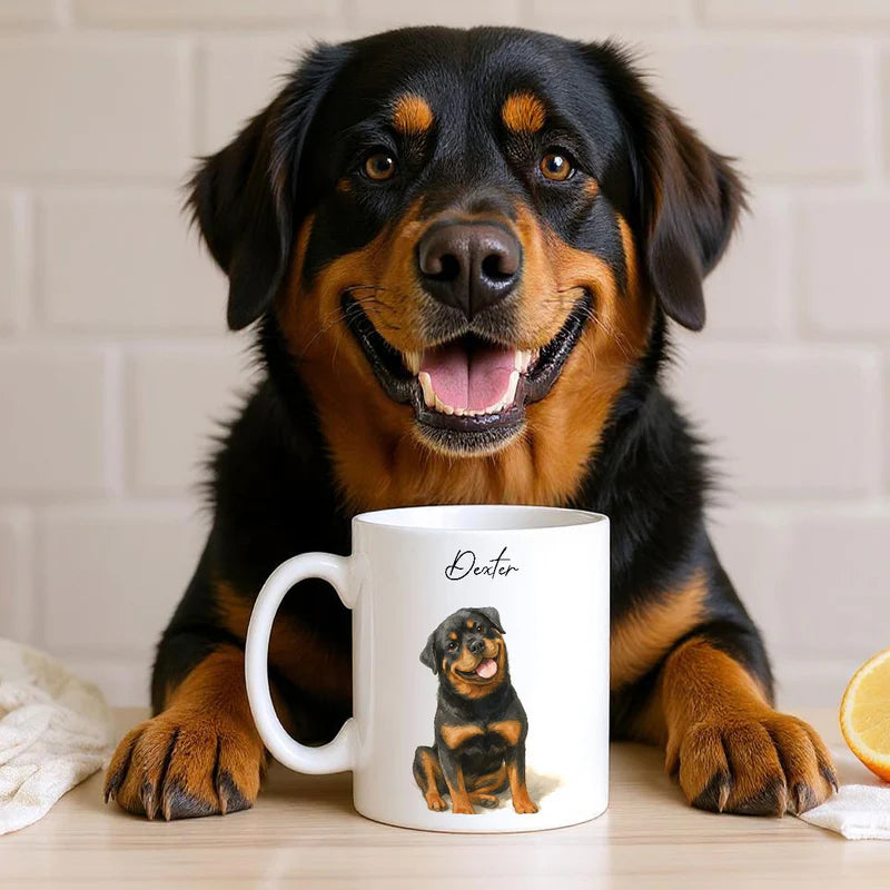 Custom Watercolor Pet Portrait Mug – Perfect for Dog Lovers
