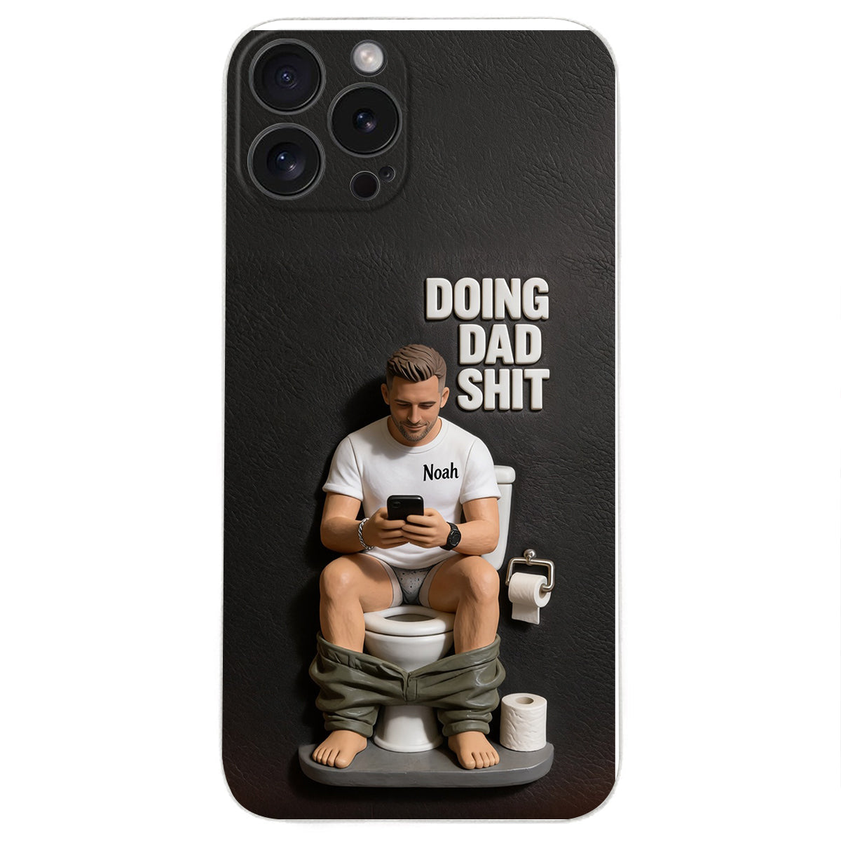 Doing Dad Shit - Personalized Father 3D Embossed Leather Phone Case