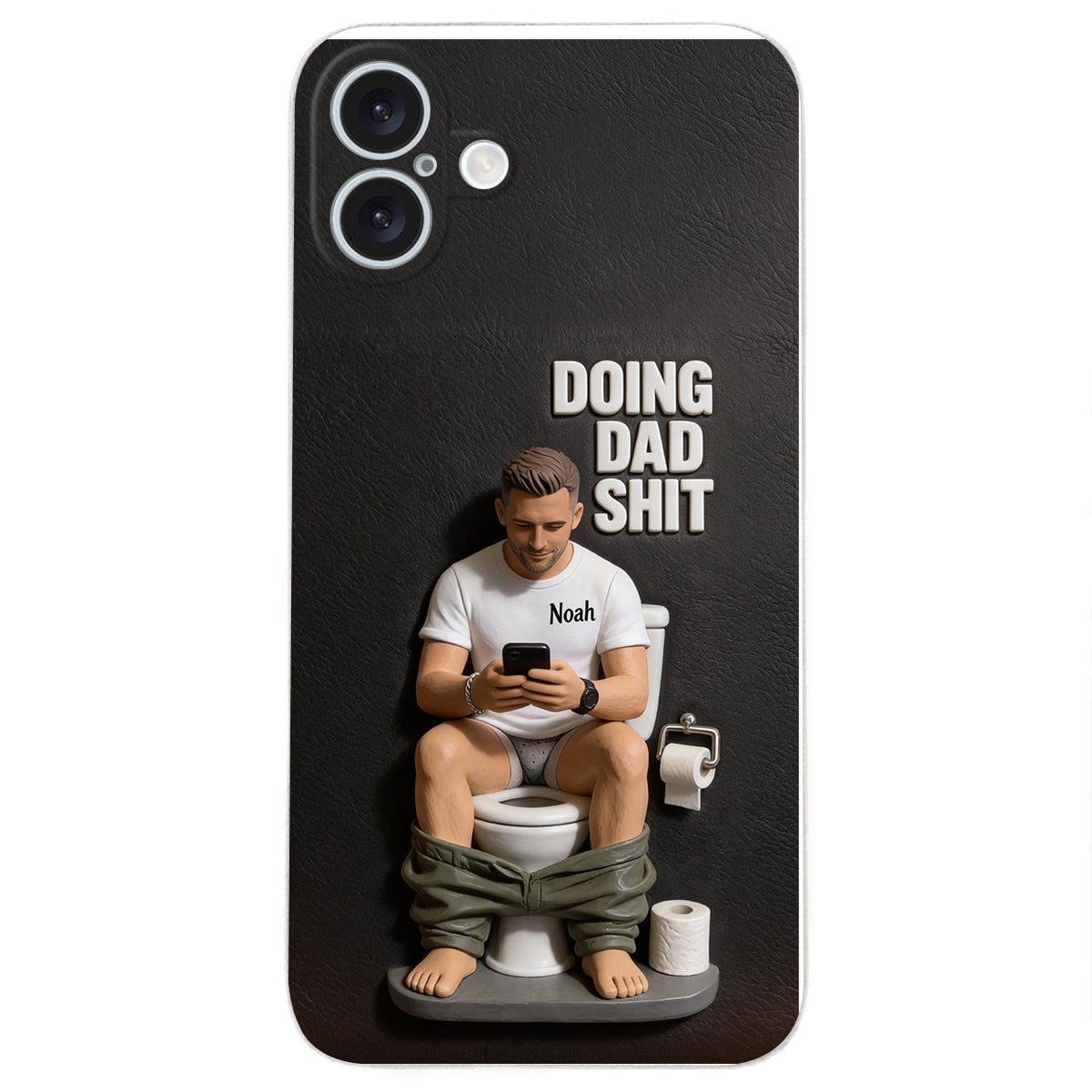 Doing Dad Shit - Personalized Father 3D Embossed Leather Phone Case