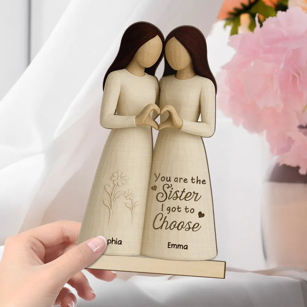 Besties Heart Hands Personalized Standing Wooden Plaque, Birthday Gift Friendship Gift for Besties, Best Friends