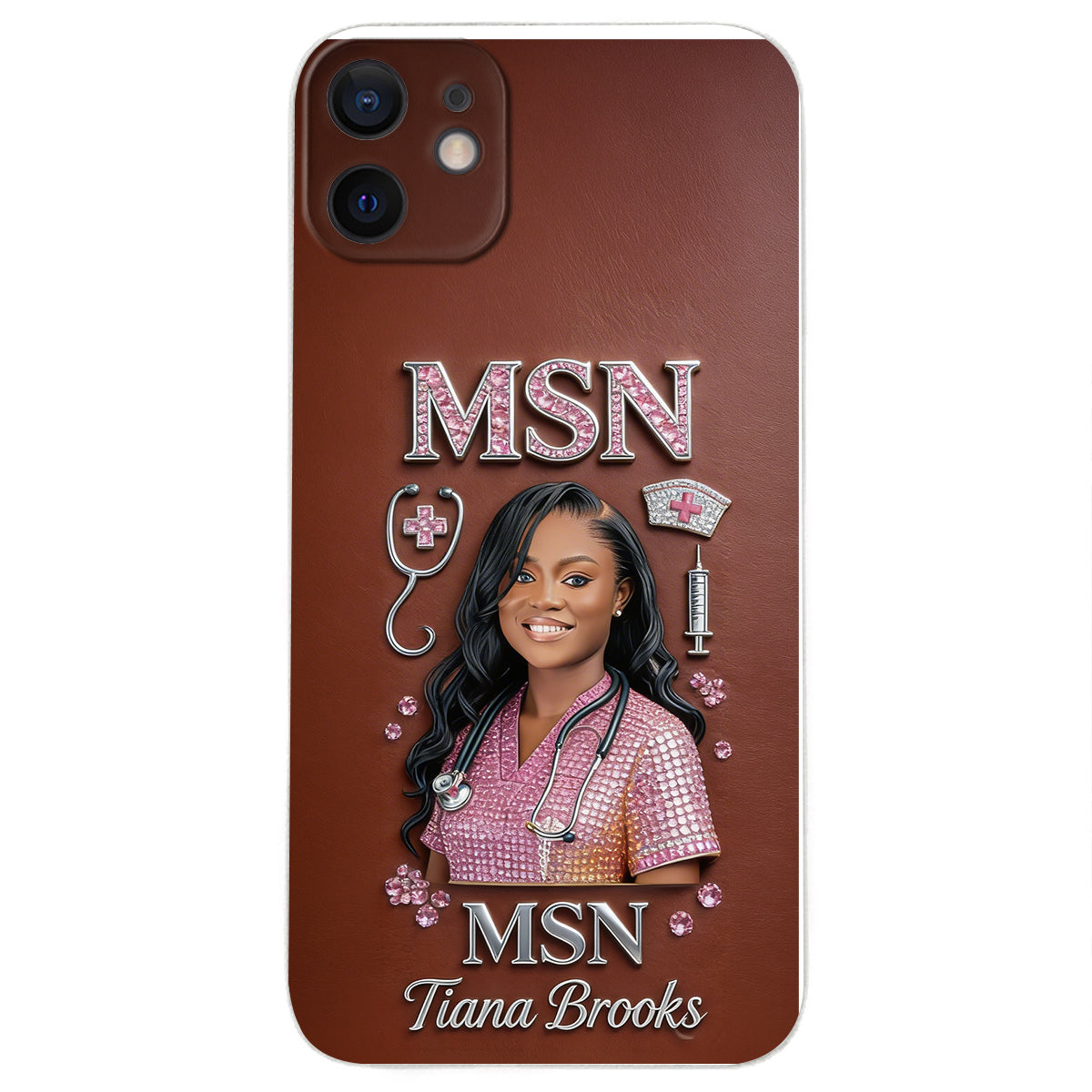 Any Title - Gifts For Nurse, Doctor - Personalized Nurse 3D Embossed Leather Phone Case