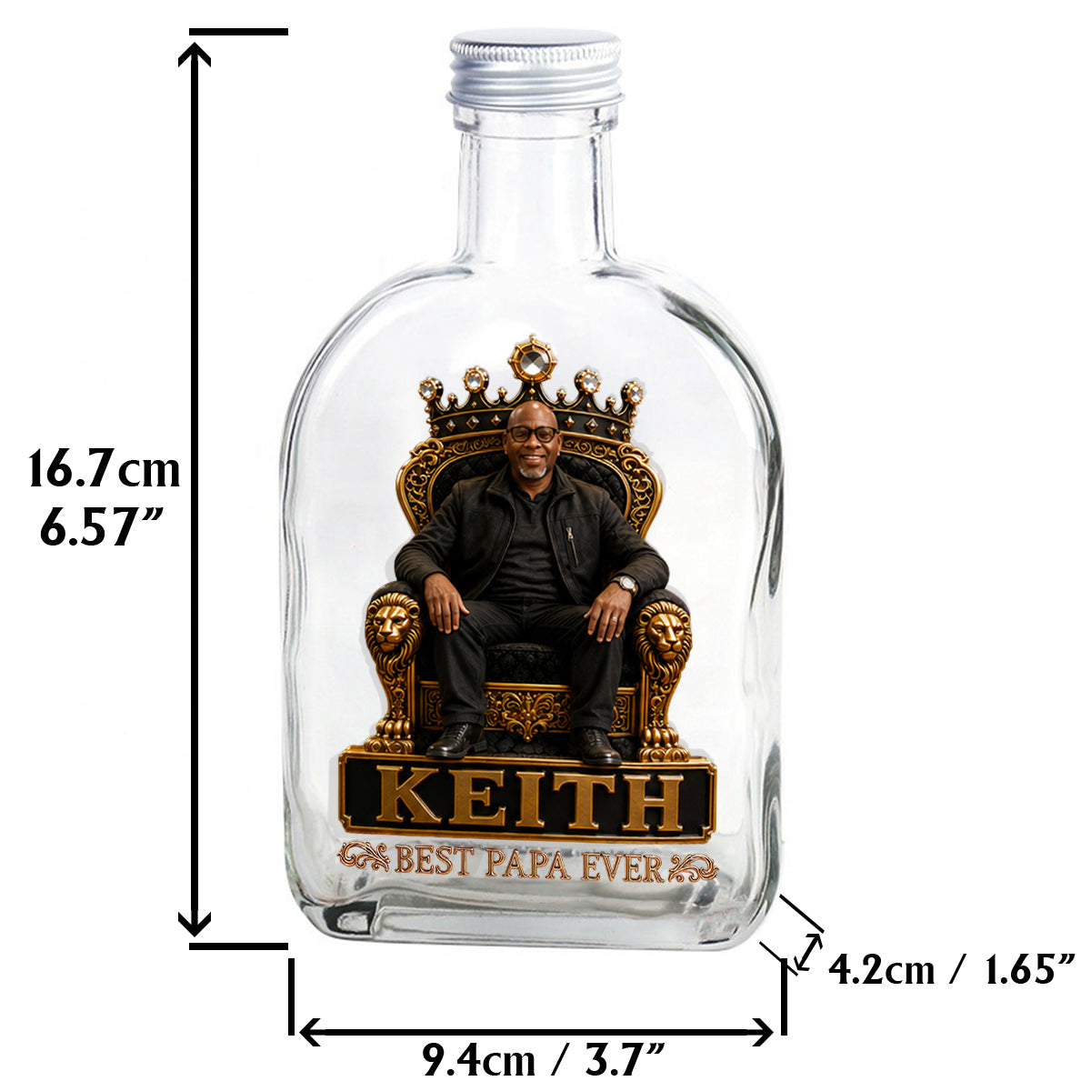 Gift For Black King, Custom Gift Father's Day - Personalized Father Whiskey Bottle & Glass