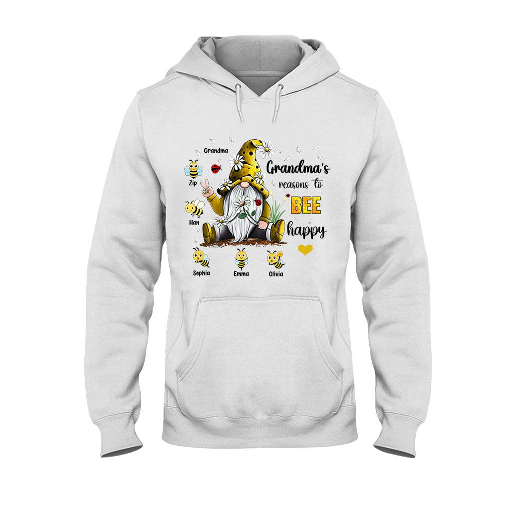 Grandma's Reasons To Bee Happy - Personalized Grandma T-shirt And Hoodie