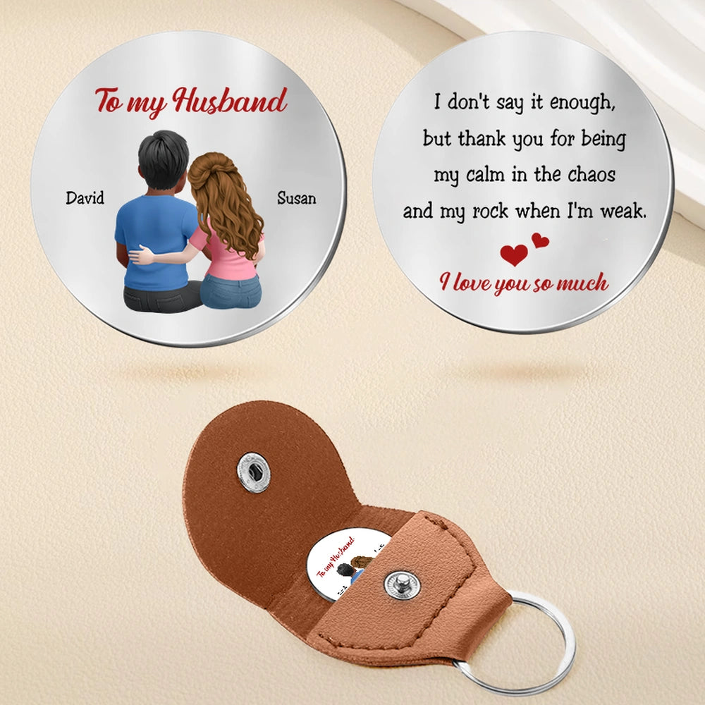 Personalized Pocket Hug Token for Husband, Custom Couple Hug Illustration, Everyday Keepsake, Unique Romantic Gift