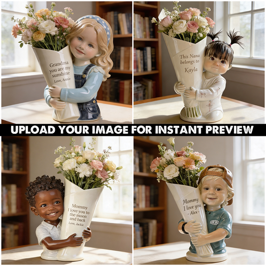 Flower Bouquet Vase - Perfect Mother's Day Gift - Personalized Kid Acrylic Flower Vase
