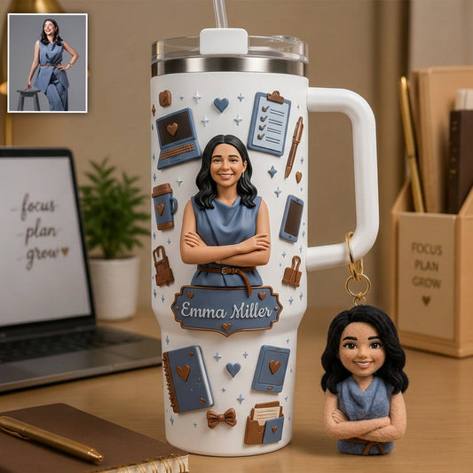 Any Photo Gift For Colleagues - Personalized Colleague Tumbler With Plush Charm