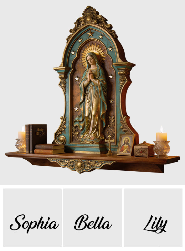 God Blessed This Family - Personalized Christian Wooden Floating Shelf