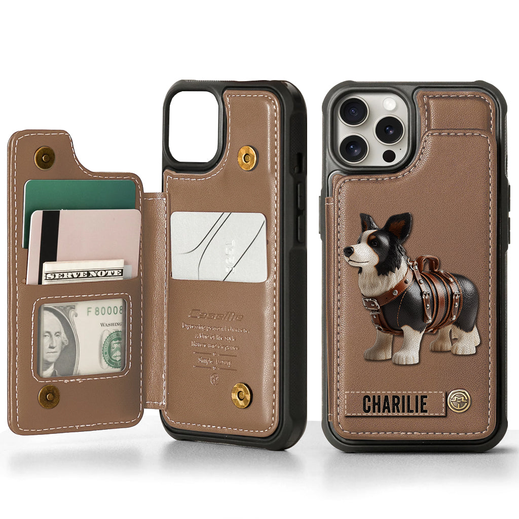 Cute Border Collie - Personalized Dog Wallet Phone Case