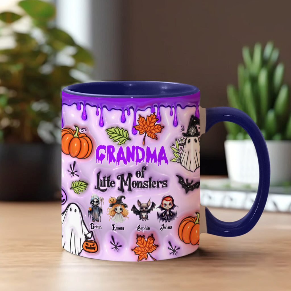 Grandma Of Little Monsters Any Title - Personalized Grandma Accent Mug