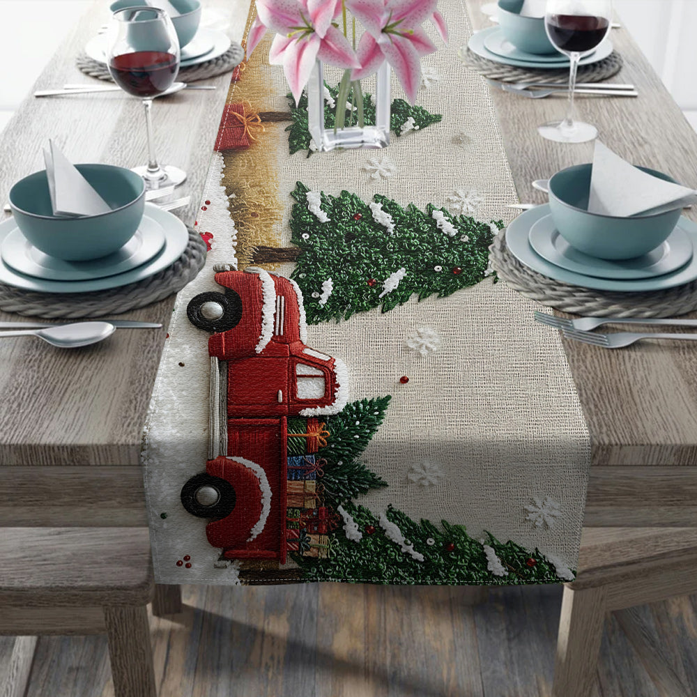 All Hearts Come Home For Christmas - Personalized Family Table Runner