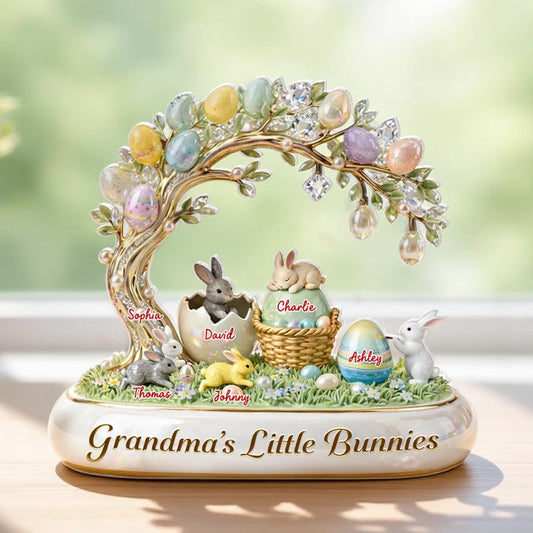 Personalized Shaped Acrylic Block Plaque Grandma's Little Bunnies Easter Egg Scene - Unique Easter Gift for Grandma