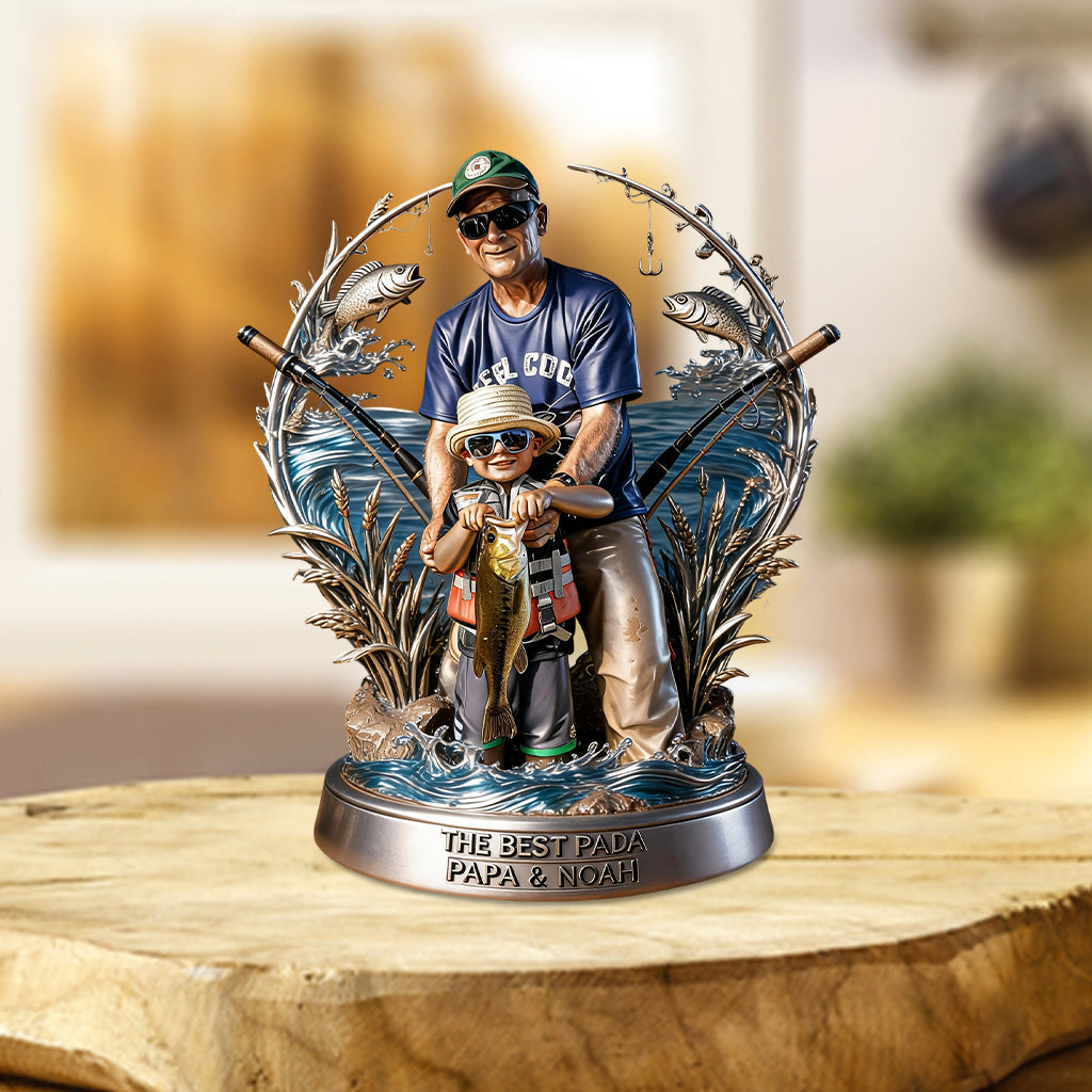 Custom Any Photo Gift For Fishing Dad/Grandpa - Personalized Fishing Custom Shaped Acrylic Plaque