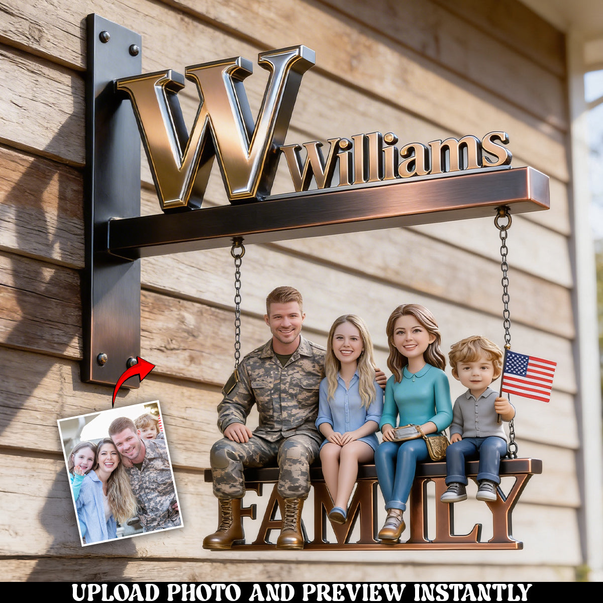 Initial Letter, Custom From Photo - Personalized Family Wooden Wall Mount Sign