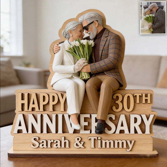 Anniversary Gift - Personalized Couple 2 Layered Big Freestanding