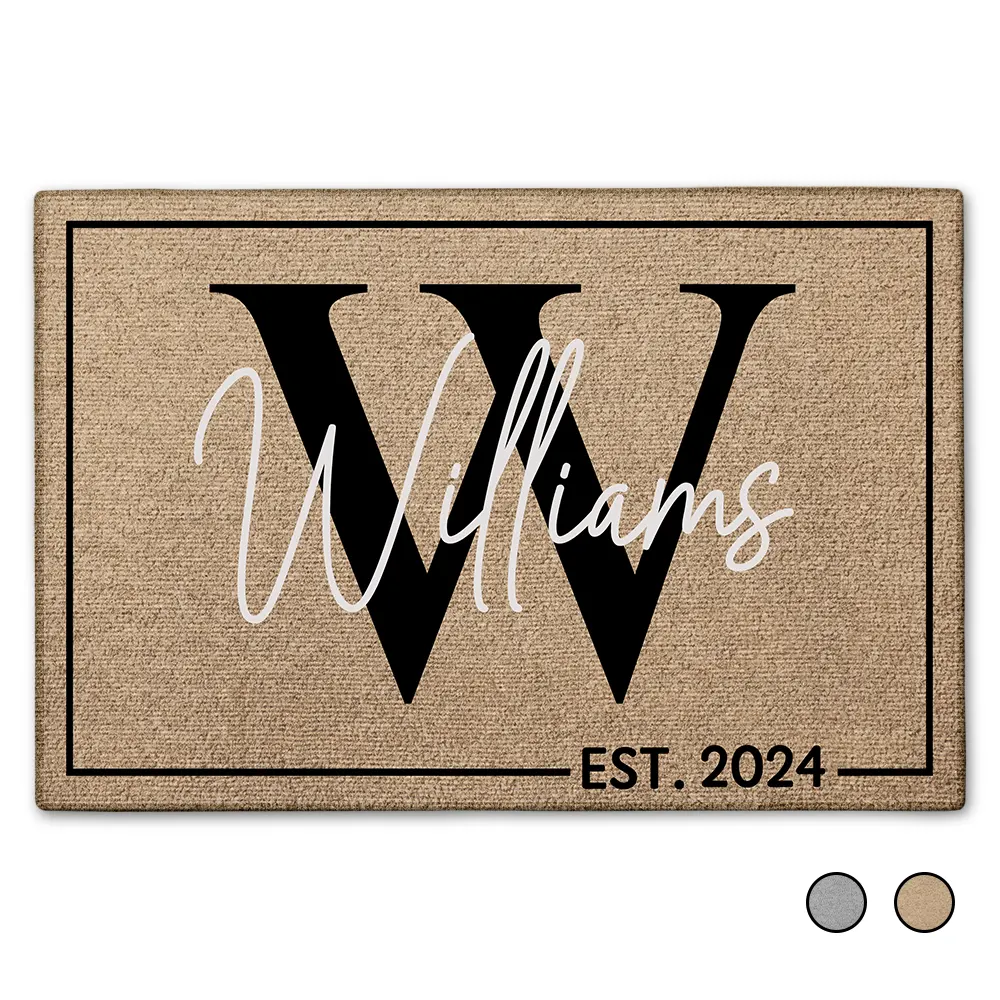Personalized Family Name Doormat - Custom Monogram Entrance Doormat - Housewarming Gift for Homeowners