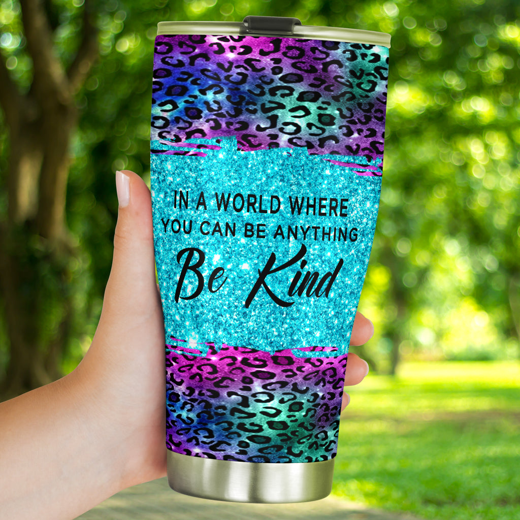 Be Kind Faux Glitter Print Autism Awareness Tumbler 0622