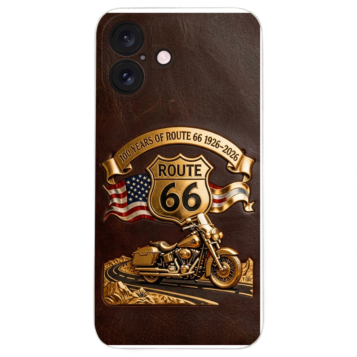 100 Years Of Route Personalized Gifts For Bikers - Personalized Biker 3D Embossed Leather Phone Case