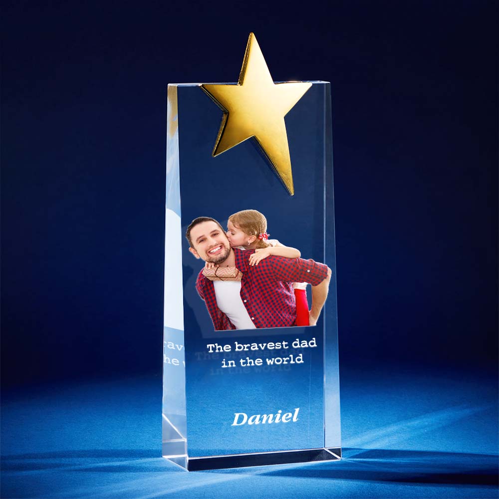 Any Dad Photos - Personalized Father Crystal Star Award Photo Frame