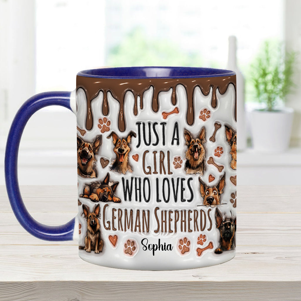 Just A Girl Who Loves German Shepherds - Personalized German Shepherd Dog Accent Mug