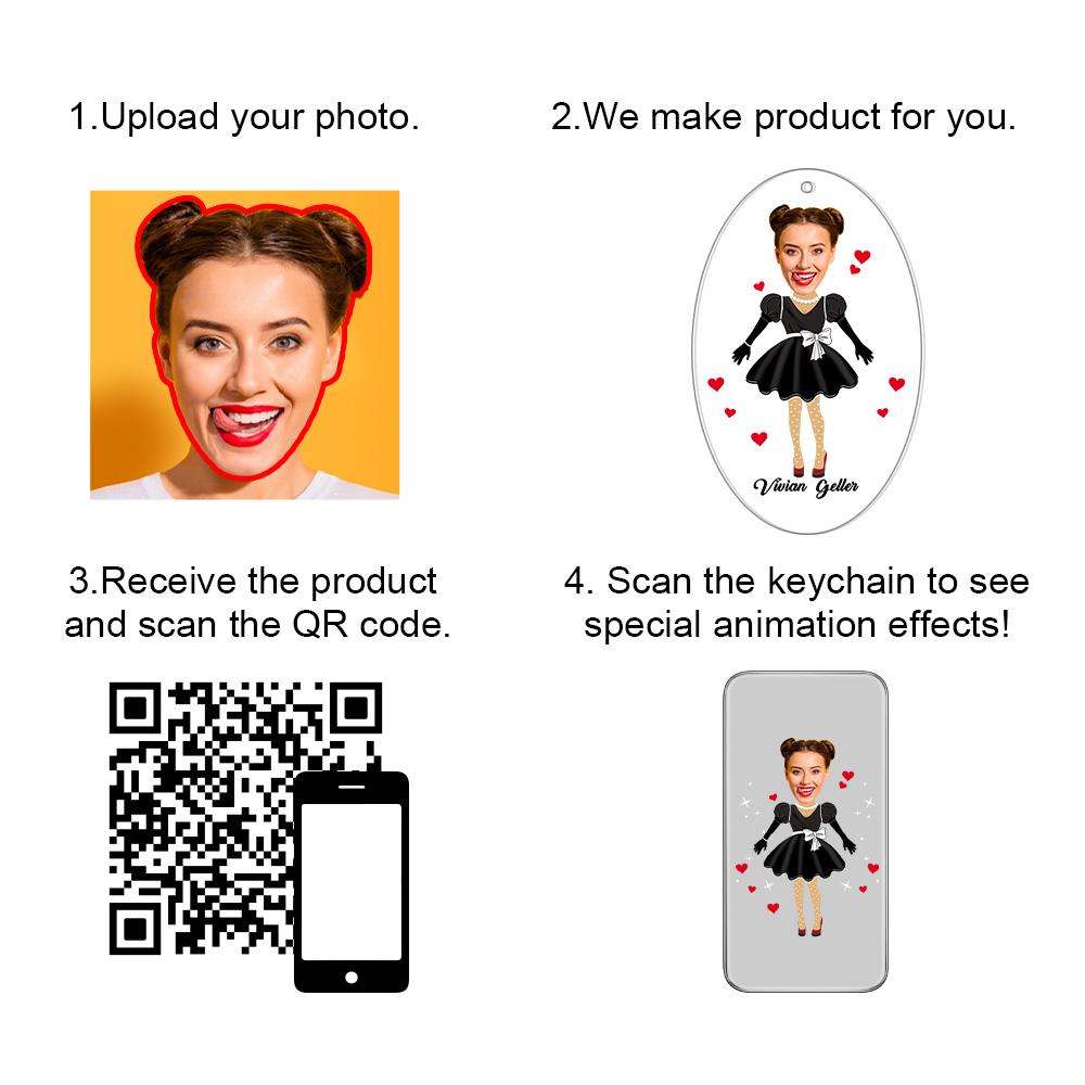 AR View Cut Out From Photo - Personalized Couple Photo AR View Keychain