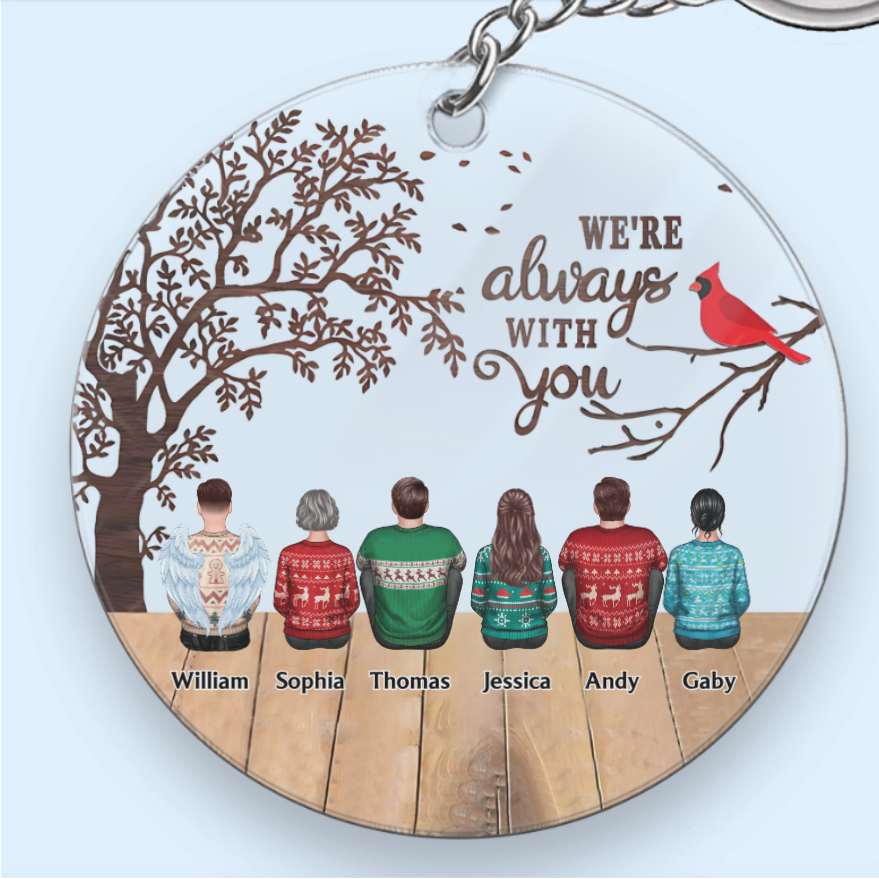 Always With You Cardinal Memorial Remembrance Keepsake Personalized Glass Ornament