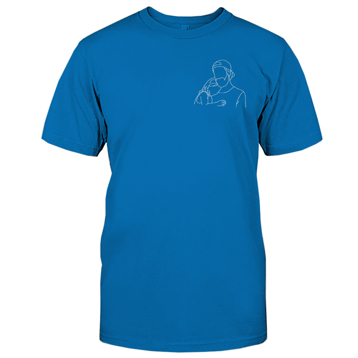 Custom Line Art - Personalized Step Dad Embroidered T-shirt
