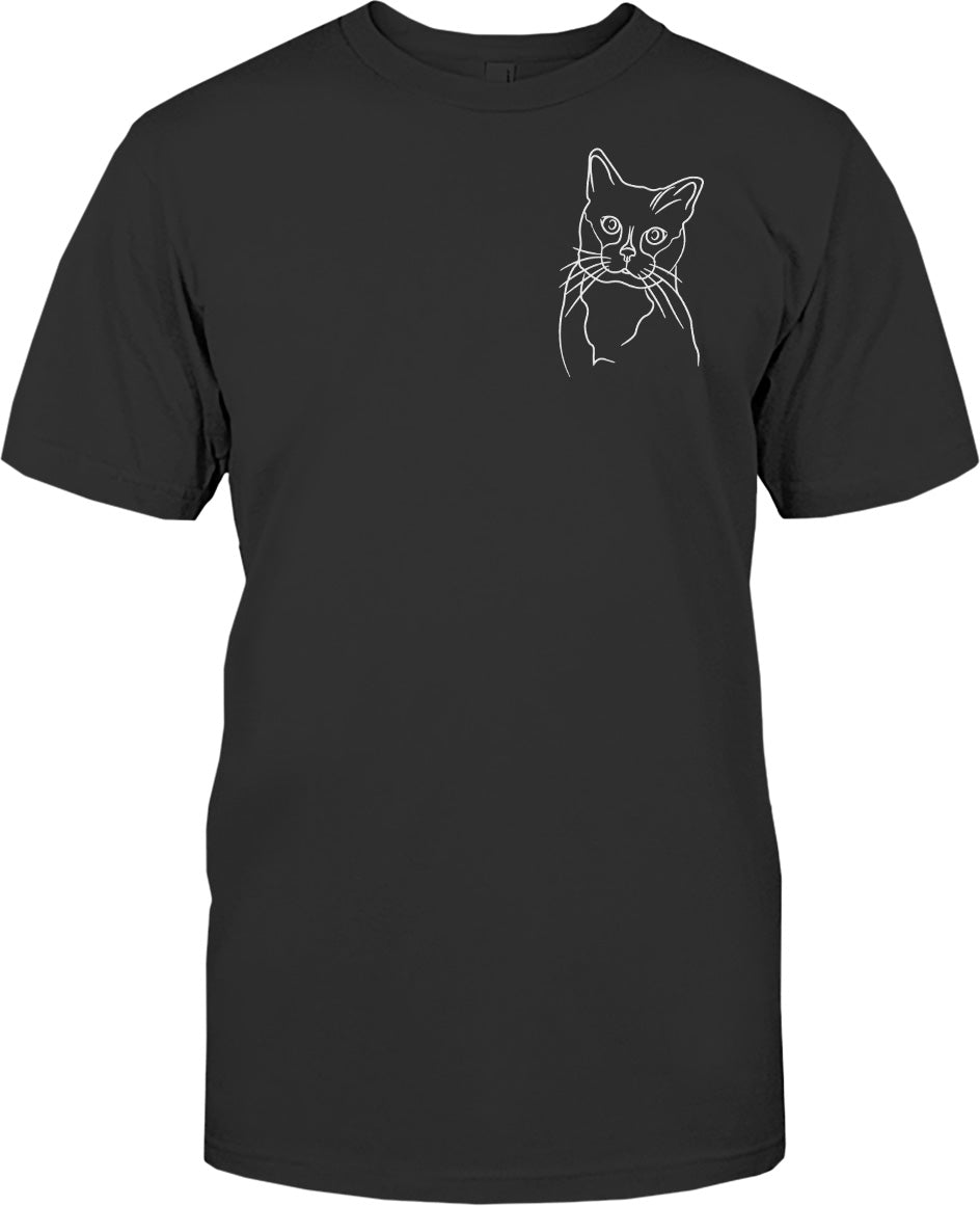 Custom Line Art - Personalized Cat Embroidered T-shirt