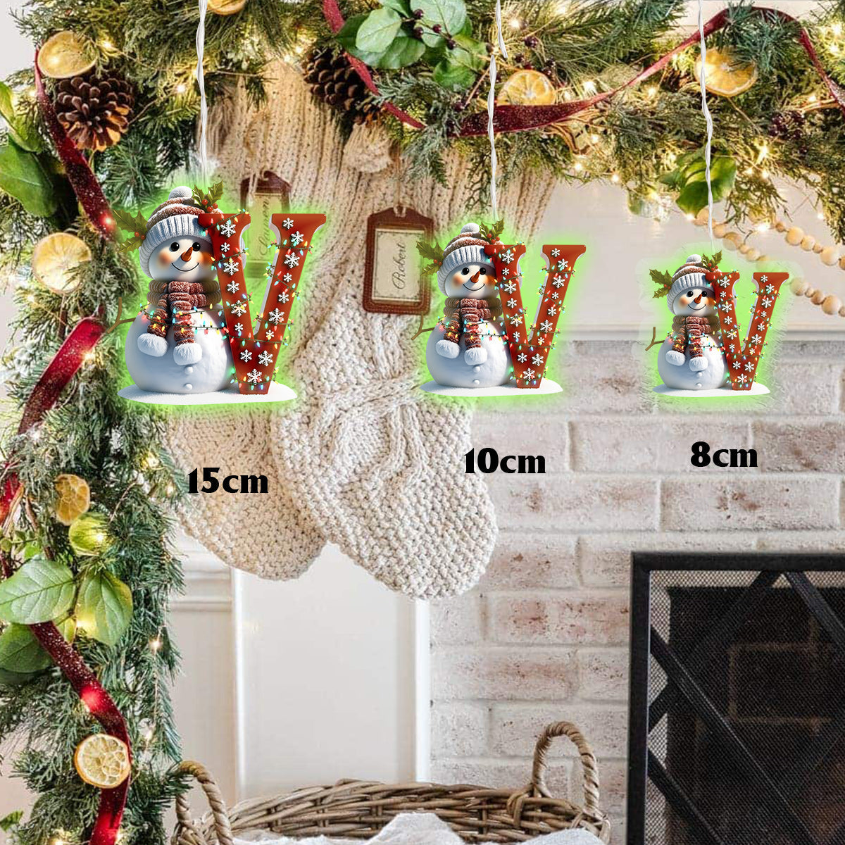 Cute Snowman Initial Alphabet - Personalized Family LED Light Ornament