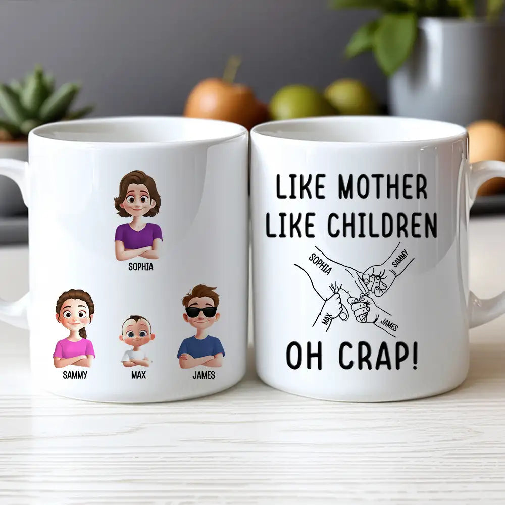 Like Mother Like Children – Customizable Cartoon Cup with Hand Gesture Design – Best Mother's Day Gift