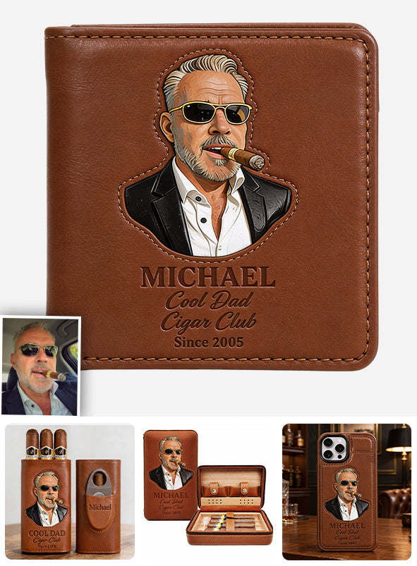Dad Loves Cigars - Personalized Father Leather Wallet