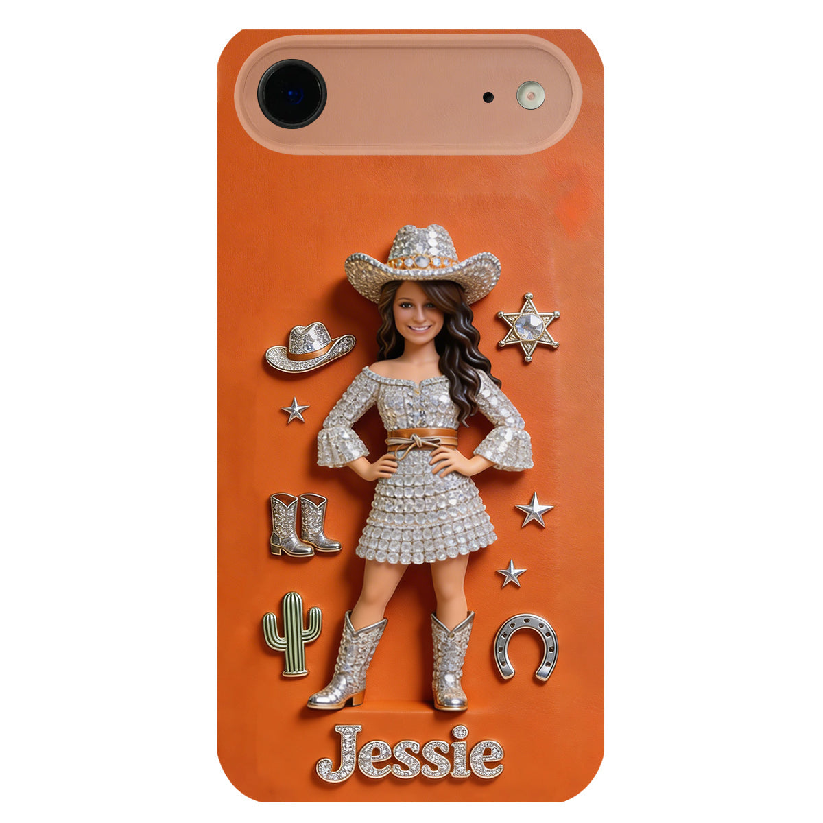 Cowgirl Spirit - Personalized Cowgirl 3D Embossed Leather Phone Case