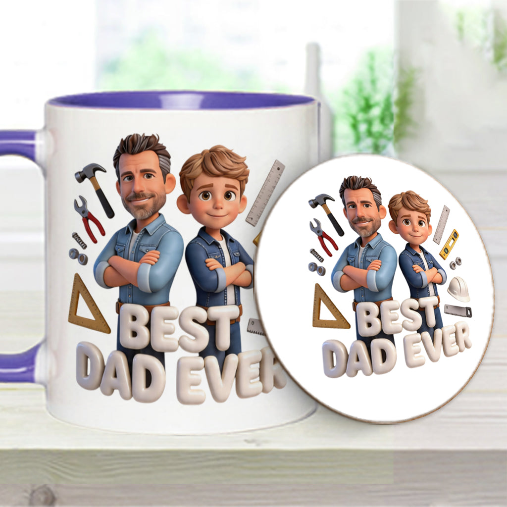 Custom Any Photo - Personalized Father Accent Mug & Coaster