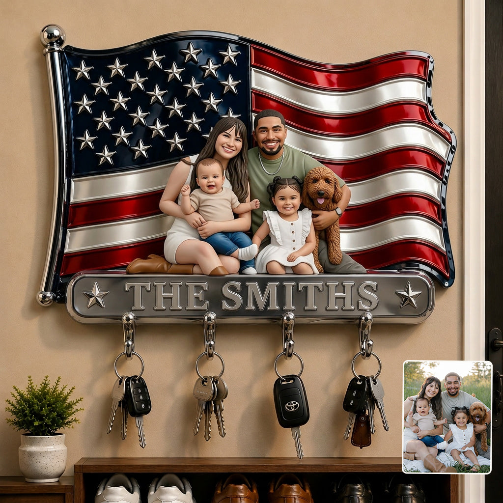 Any Photo Family Gift - Personalized Family Custom Shaped Hanging Rack