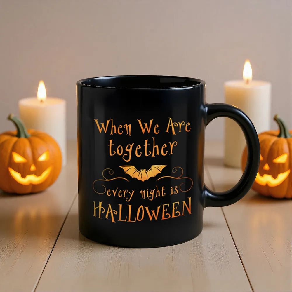 Custom Halloween Mug with Twin Witches & Spooky Night Design