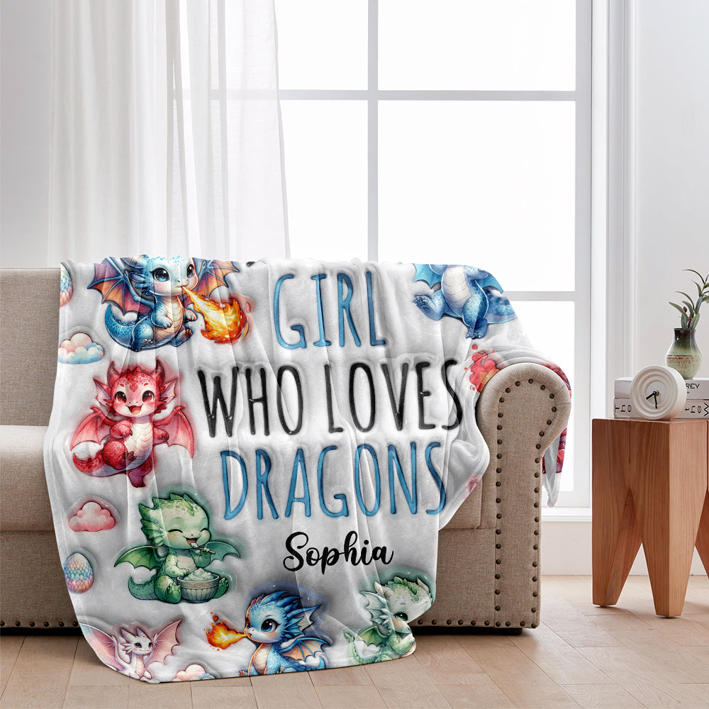 Just A Girl Who Loves Dragons - Personalized Dragon Blanket