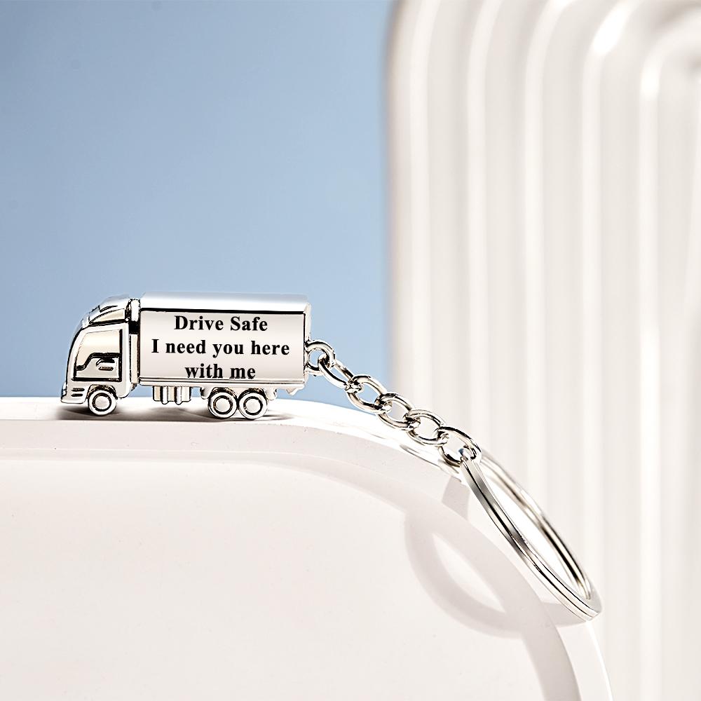 Custom Text Trucker Truck Charm Keychain - Trucker gift for husband, boyfriend, wife, girlfriend - Personalized Keychain